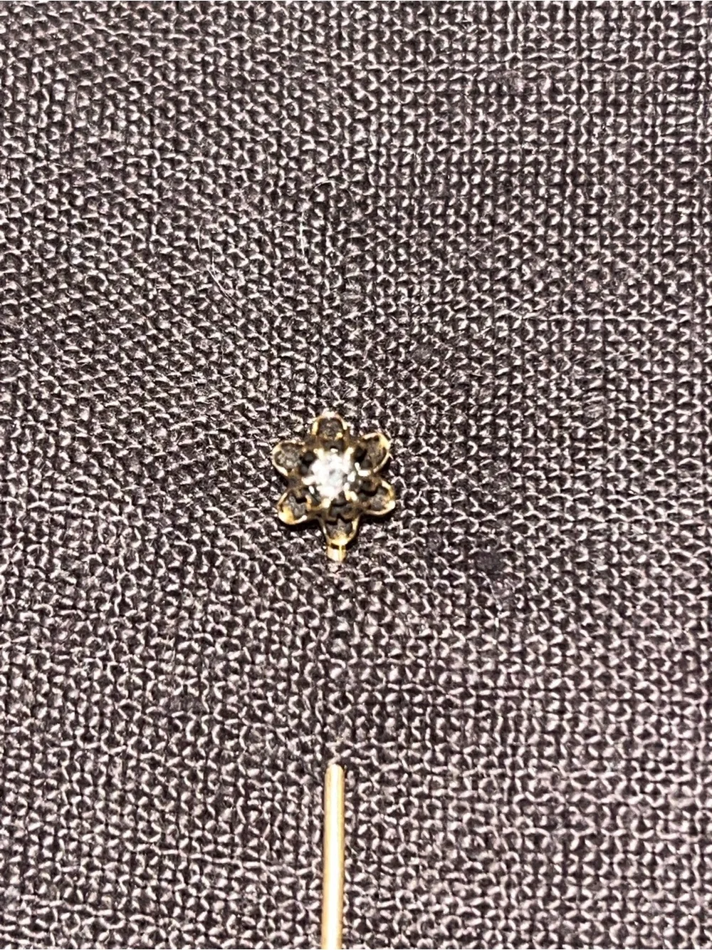 Antique 14K Gold & Diamond Starburst Stick Pin with 